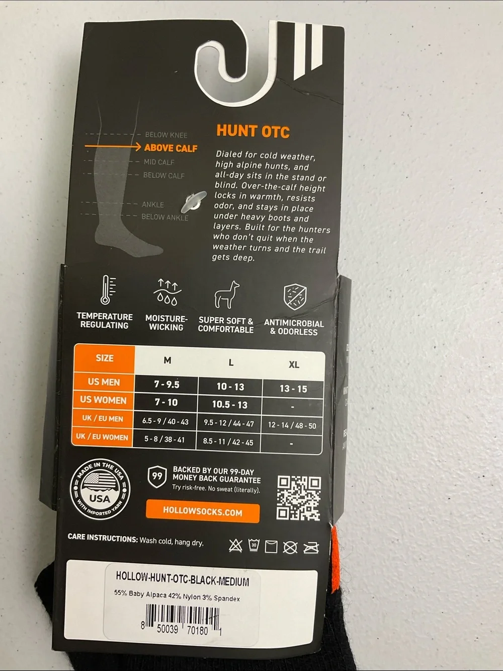 Hollow Hunt Over-the-Calf Hunt Socks - Black & Orange Accent